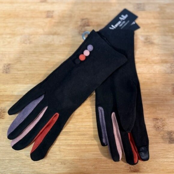 Retro Faux Suede gloves with multi color blocking - NWT - Picture 13 of 16